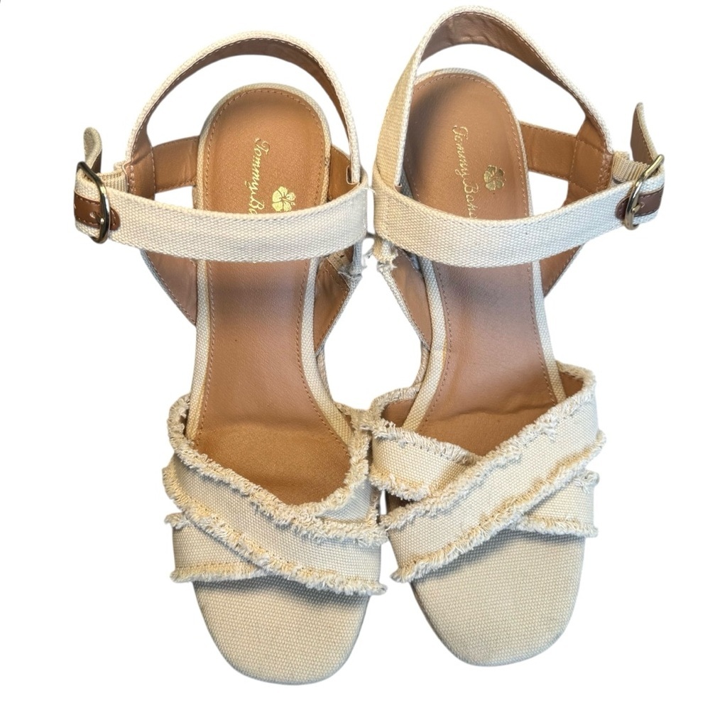 Tommy Bahama Sandals Womens 8.5M Bethany Ankle Straps Beige Wedge Casual - Picture 4 of 10